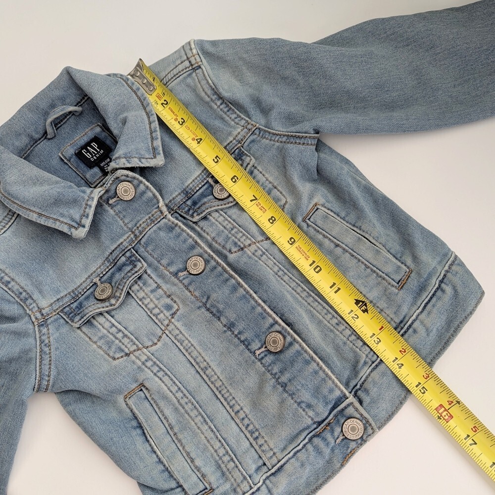GAP Kids (XS) Unisex Whitewashed/Distressed Light Blue Denim/Jean Jacket - Picture 5 of 11